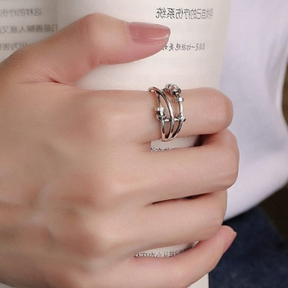 SILVER ANXIETY THERAPY RING DEPRESSION ADHD FIDGET RINGS